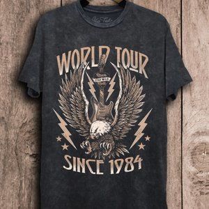 Brand New World Tour Short Sleeve Mineral Wash Crew Neck Tshirt